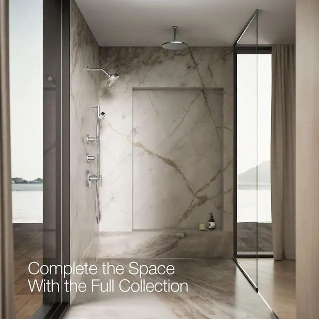 Alt view image 7 of 7 - KOHLER 22170-CP Purist 2.5 GPM Multi Function Shower Head with MasterClean and Katalyst Air-Induction Spray Technology, Polished Chrome