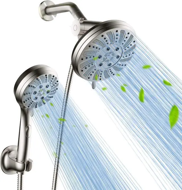 Main image of Watersong Shower Heads with Handheld Spray Combo 6-Setting Showerhead with Handheld and 5-Setting Rainfall Spray High Pressure Sprayer with 70 Stainless Long Hose Brushed Nickel