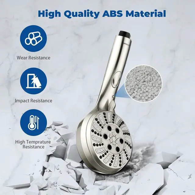 Alt view image 6 of 7 - Watersong Shower Heads with Handheld Spray Combo 6-Setting Showerhead with Handheld and 5-Setting Rainfall Spray High Pressure Sprayer with 70 Stainless Long Hose Brushed Nickel