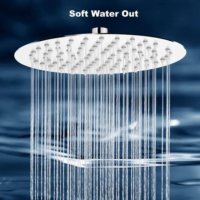 Alt view image 3 of 7 - Midanya Round Rainfall Shower Head High Pressure Stainless Steel Waterfall Large Rain Shower Head Ultra Thin Design,Polish Chrome 8 Inch