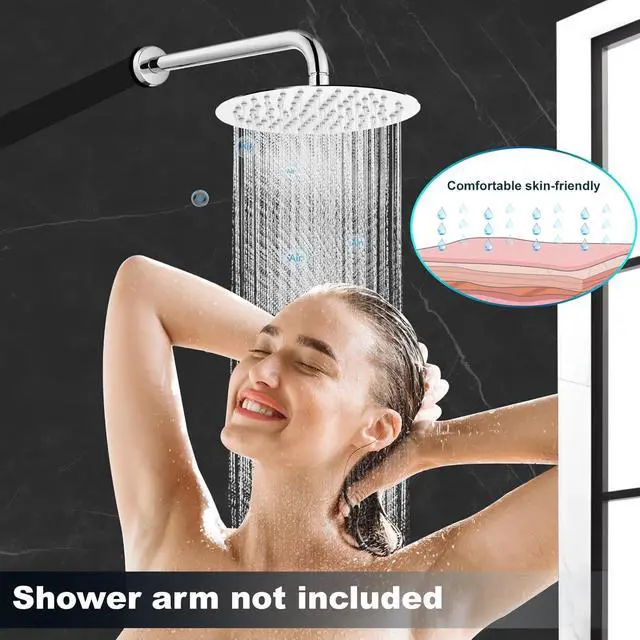 Alt view image 6 of 7 - Midanya Round Rainfall Shower Head High Pressure Stainless Steel Waterfall Large Rain Shower Head Ultra Thin Design,Polish Chrome 8 Inch