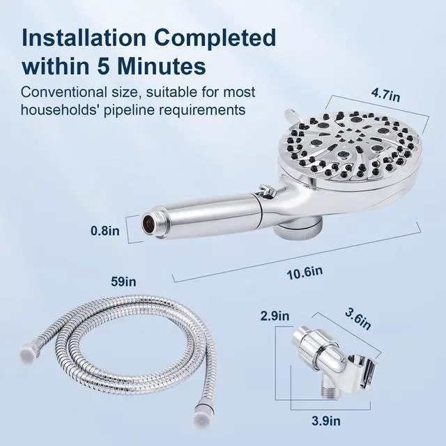 Alt view image 2 of 7 - Filtered Shower Head with Handheld, High Pressure 10 Spray Mode Showerhead, Water Softener Filters Beads for Hard Water - Remove Impurity, with brackets and hoses, Chrome