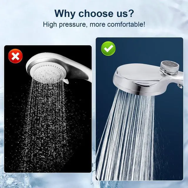 Alt view image 6 of 7 - Filtered Shower Head with Handheld, High Pressure 10 Spray Mode Showerhead, Water Softener Filters Beads for Hard Water - Remove Impurity, with brackets and hoses, Chrome