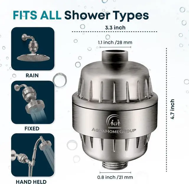 Alt view image 2 of 7 - AquaHomeGroup 20 Stage Shower Head Filter with Vitamin C E A for Hard Water - High Output Filter to Remove Chlorine and Fluoride - 2 Replacement Cartridges - Consistent Flow Showerhead Filter