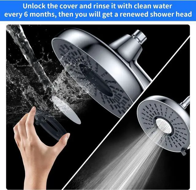 Alt view image 5 of 7 - Filtered Shower Head - 8 Inches High Pressure Fixed Rain Showerhead with Filter - Dermatologists Recommend It to Soften Hard Water and Prevent Hair and Skin Problems-filtro para ducha de baño(Chrome)