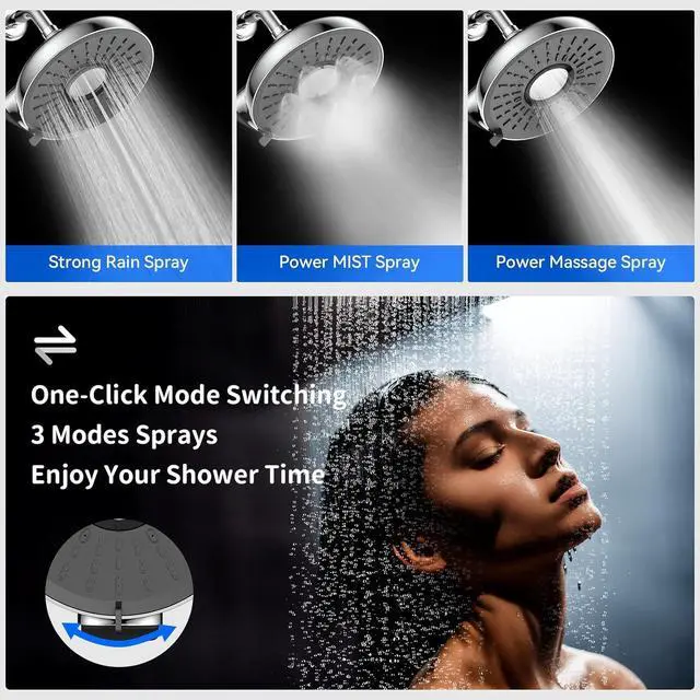 Alt view image 3 of 7 - Filtered Shower Head - 8 Inches High Pressure Fixed Rain Showerhead with Filter - Dermatologists Recommend It to Soften Hard Water and Prevent Hair and Skin Problems-filtro para ducha de baño(Chrome)