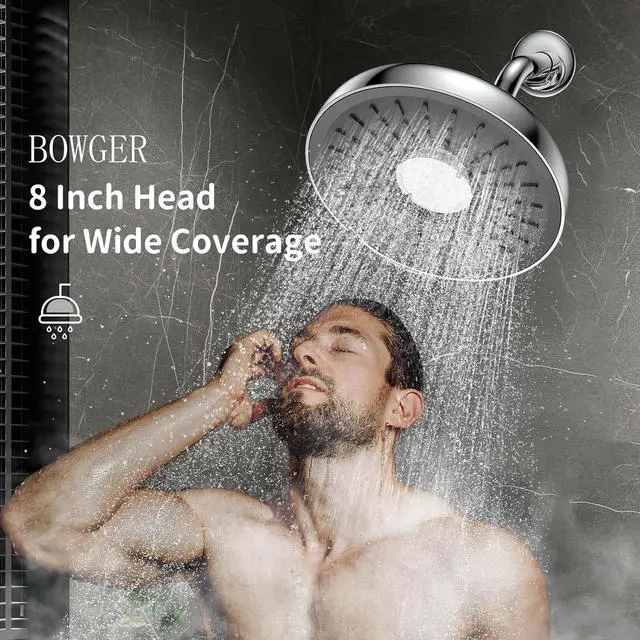Alt view image 6 of 7 - Filtered Shower Head - 8 Inches High Pressure Fixed Rain Showerhead with Filter - Dermatologists Recommend It to Soften Hard Water and Prevent Hair and Skin Problems-filtro para ducha de baño(Chrome)