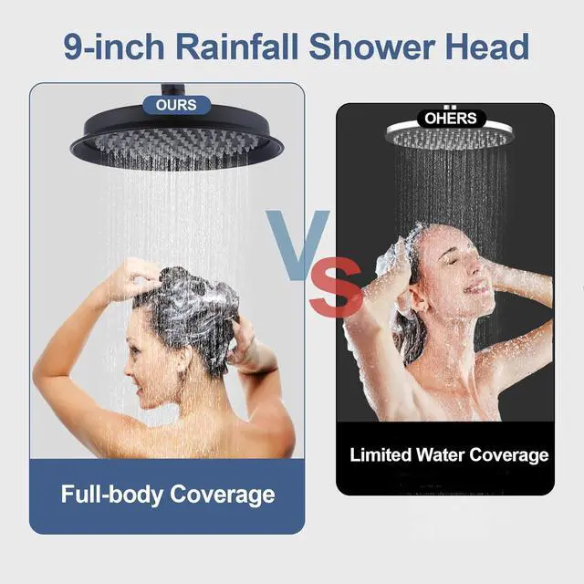 Alt view image 4 of 7 - Antique Brass Rain Shower Head, 9" Vintage Shower Heads with Extension Curved Shower Arm, Traditional Round Rainfall Showerhead Replacement for Shower System