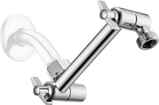 Main image of 5 Inch Adjustable Shower Head Extension Arm With Locking Set Screw, Singing Rain Brass Chrome Angle Height Adjustable, Easy To Install, G1/2 Universal Connector Compatible (Chrome Finish)