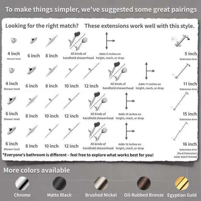 Alt view image 5 of 7 - 5 Inch Adjustable Shower Head Extension Arm With Locking Set Screw, Singing Rain Brass Chrome Angle Height Adjustable, Easy To Install, G1/2 Universal Connector Compatible (Chrome Finish)