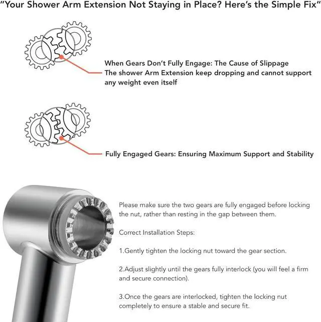 Alt view image 7 of 7 - 5 Inch Adjustable Shower Head Extension Arm With Locking Set Screw, Singing Rain Brass Chrome Angle Height Adjustable, Easy To Install, G1/2 Universal Connector Compatible (Chrome Finish)