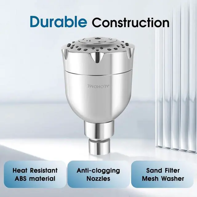 Alt view image 4 of 7 - High Pressure Boosting Shower Head, ALOHOME 6 Powerful Spray Settings - Perfect for Low Water Pressure Homes, 3.6" Luxury Modern Chrome Finished Shower Head with 360° Adjustable Brass Ball Joint