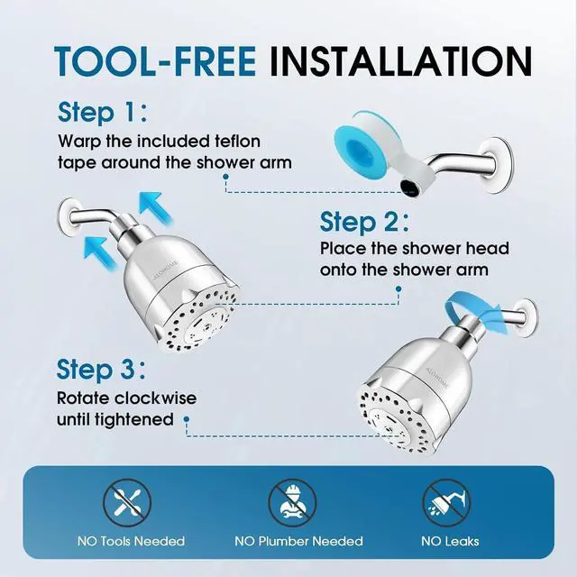 Alt view image 6 of 7 - High Pressure Boosting Shower Head, ALOHOME 6 Powerful Spray Settings - Perfect for Low Water Pressure Homes, 3.6" Luxury Modern Chrome Finished Shower Head with 360° Adjustable Brass Ball Joint