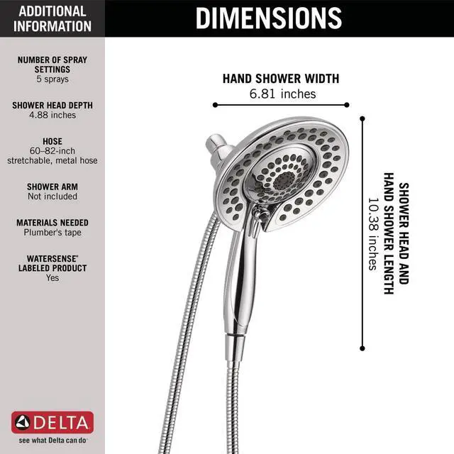 Alt view image 4 of 7 - 58569-PK Universal Hand Shower 1.75 GPM Water Flow Chrome