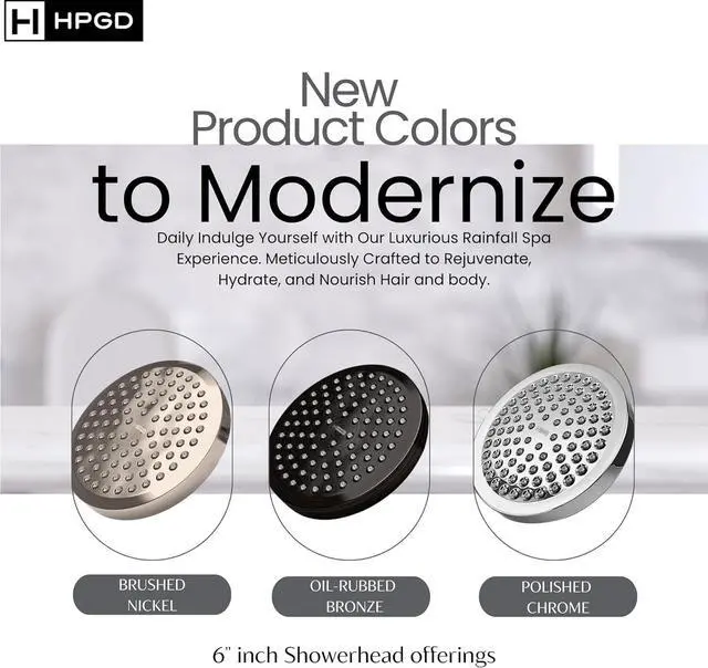 Alt view image 4 of 7 - Shower Head - High Pressure Rain, 6-Inch Round, Luxury Nickel Finish, Universal Shower Head Replacement, Premium Quality Anti-Clogging Nozzles, Tool-Free Minute Installation (Brushed NIckel)