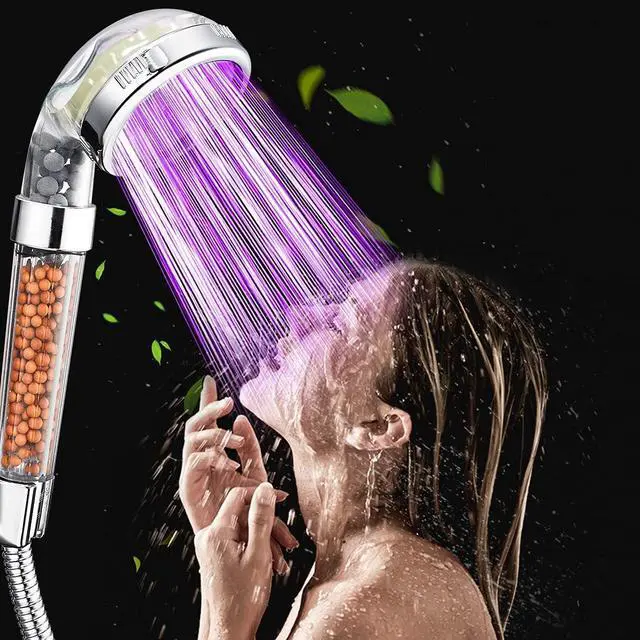 Alt view image 2 of 7 - Nosame® Led Shower Head, Filter Filtration High Pressure Water Saving 7 Colors Automatically No Batteries Needed Spray Handheld Showerheads 1.6 GPM for Dry Skin & Hair