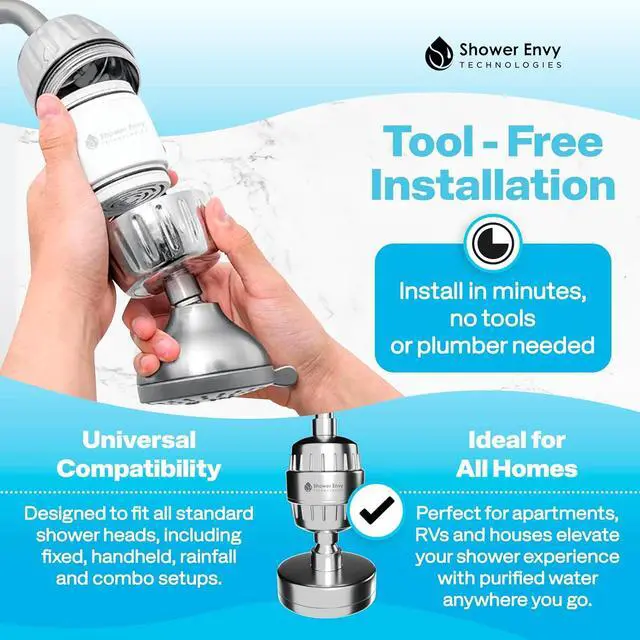 Alt view image 7 of 7 - 5.0 Filtered Shower Head  15-Stage Water Softener with Vitamin C & E for Healthy Skin & Hair  High Pressure, Hard Water Purifier  Cartridge Included