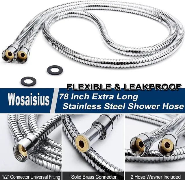 Alt view image 7 of 7 - High Pressure 6'' Rainfall Shower Head with Handheld Combo, Wosaisius All Metal Waterfall Showerhead, Dual Shower Head with 78" Shower Hose, 3-Way Diverter, Adhesive Shower Holder, Chrome