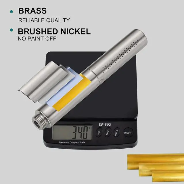 Alt view image 2 of 7 - Homipro Brushed Nickel Brass 2 In 1 Function High Flow Handheld Shower Head Set High Pressure 7 Inch Brushed Finish Shower Head Sprayer Hand Shower Wand with 59 Inch Hose, Bracket