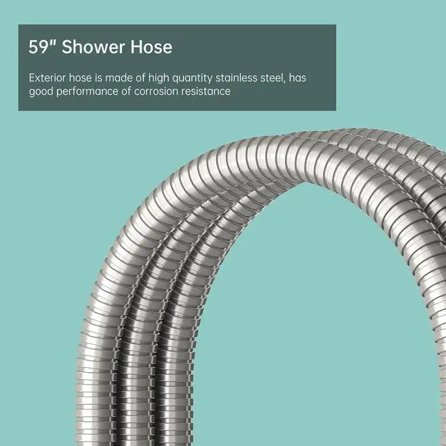 Alt view image 7 of 7 - Homipro Brushed Nickel Brass 2 In 1 Function High Flow Handheld Shower Head Set High Pressure 7 Inch Brushed Finish Shower Head Sprayer Hand Shower Wand with 59 Inch Hose, Bracket