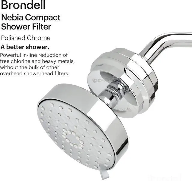 Alt view image 2 of 7 - Brondell Shower Filter VivaSpring, Compact Polished Chrome High Output, 100% High-Purity KDF Filtration, With FF-30 Filter Cartridge, Filtered Shower Water for Healthier Skin & Hair