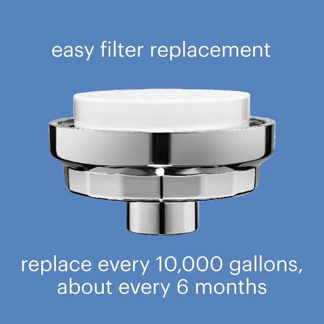 Alt view image 4 of 7 - Brondell Shower Filter VivaSpring, Compact Polished Chrome High Output, 100% High-Purity KDF Filtration, With FF-30 Filter Cartridge, Filtered Shower Water for Healthier Skin & Hair