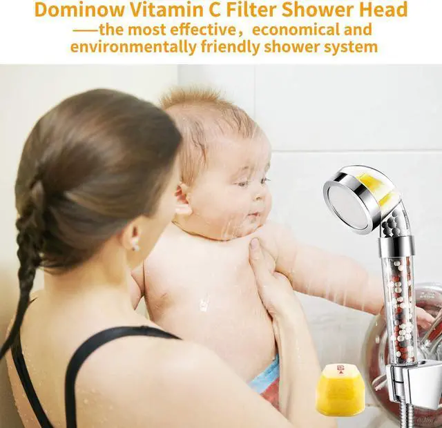 Alt view image 7 of 7 - Vitamin C Shower Head with Handheld, Hard Water Softener, High Pressure Shower Head with Filter, Water Saving Spray Handheld Showerheads with 3 Balms, Base for Dry Skin & Hair