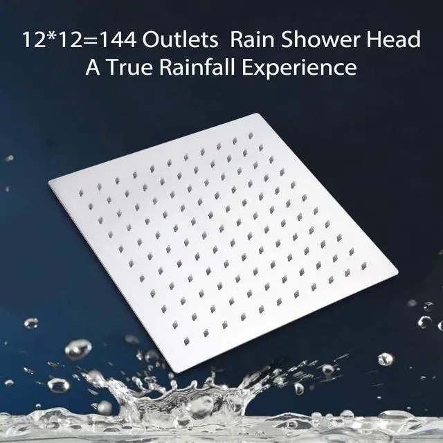 Alt view image 3 of 6 - HarJue 12 Inch Rain Shower Head With 15 Inch Extension Arm, Stainless Steel Large Rainfall, Luxury Square-Waterfall Full Body Coverage-Easy to Install (Chrome)