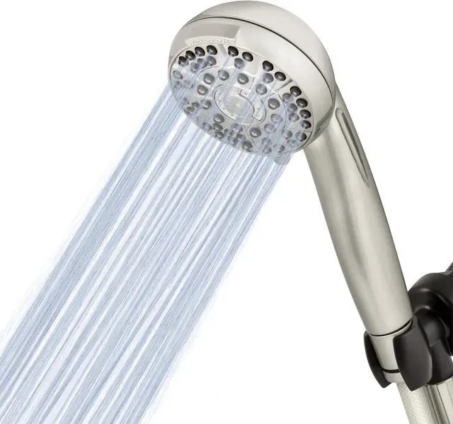 Main image of High Pressure Hand Held Shower Head With Hose PowerPulse Massage 6-Mode Brushed Nickel XAS-649E