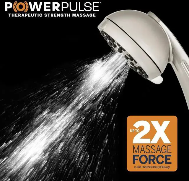 Alt view image 3 of 7 - High Pressure Hand Held Shower Head With Hose PowerPulse Massage 6-Mode Brushed Nickel XAS-649E