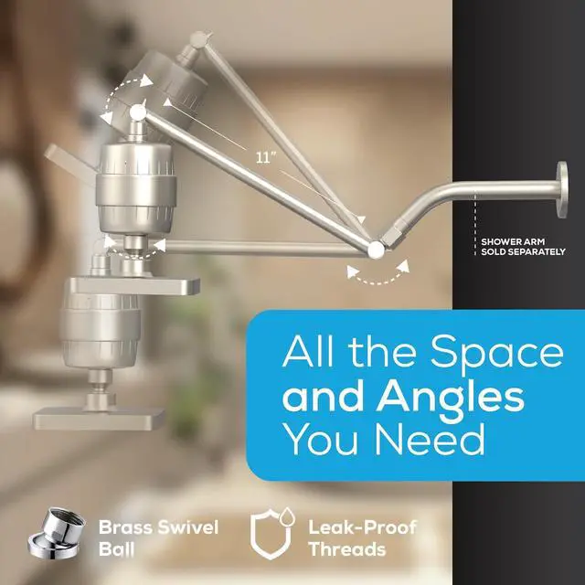 Alt view image 7 of 7 - SparkPod 6" High Pressure Rain Shower Head with 23 Stage Filter Capsule & 11 Inch Adjustable Shower Arm Extension -Shower Filter Reduces Chlorine for Smoother Hair & Skin (Square, Brushed Nickel)