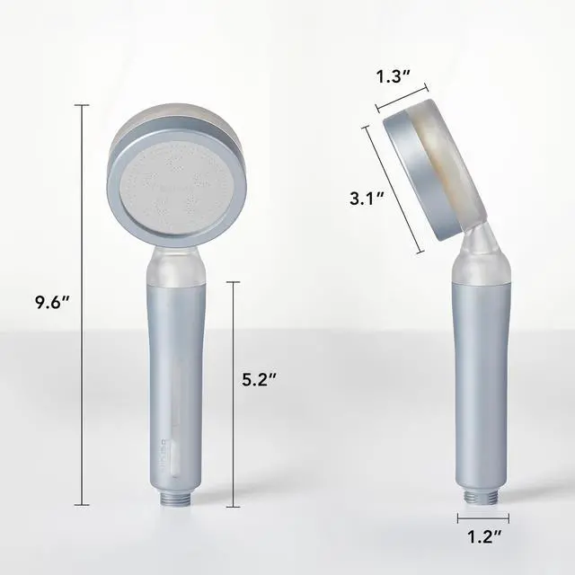 Alt view image 2 of 7 - Pluo Handheld Filtered Shower Head - Silver | Vitamin C Filter for Healthy Skin & Hair | High Pressure Soft Spray | Dual Filtration Removes Chlorine & Impurities | Gentle Shower for Pets