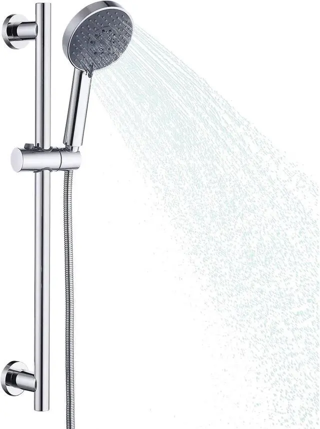 Main image of KES Handheld Shower Head with Adjustable Shower Slide Bar 5 Function Extra Long Hose Polished Finish, F204-PS+KP501B-CH