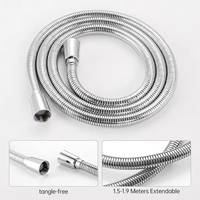 Alt view image 3 of 7 - KES Handheld Shower Head with Adjustable Shower Slide Bar 5 Function Extra Long Hose Polished Finish, F204-PS+KP501B-CH