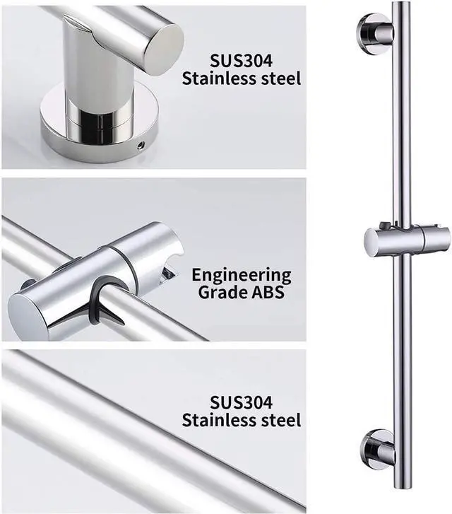 Alt view image 7 of 7 - KES Handheld Shower Head with Adjustable Shower Slide Bar 5 Function Extra Long Hose Polished Finish, F204-PS+KP501B-CH