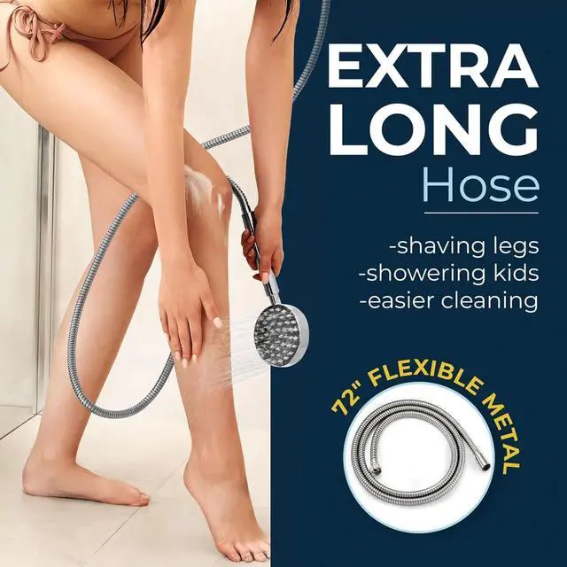 Alt view image 5 of 7 - HammerHead Showers® ALL METAL Dual Shower Head Combo  CHROME  8 Inch Rainfall High Flow Shower Head & Handheld Shower Head High Pressure with Hose 6ft - Hotel-Like Double Shower Heads