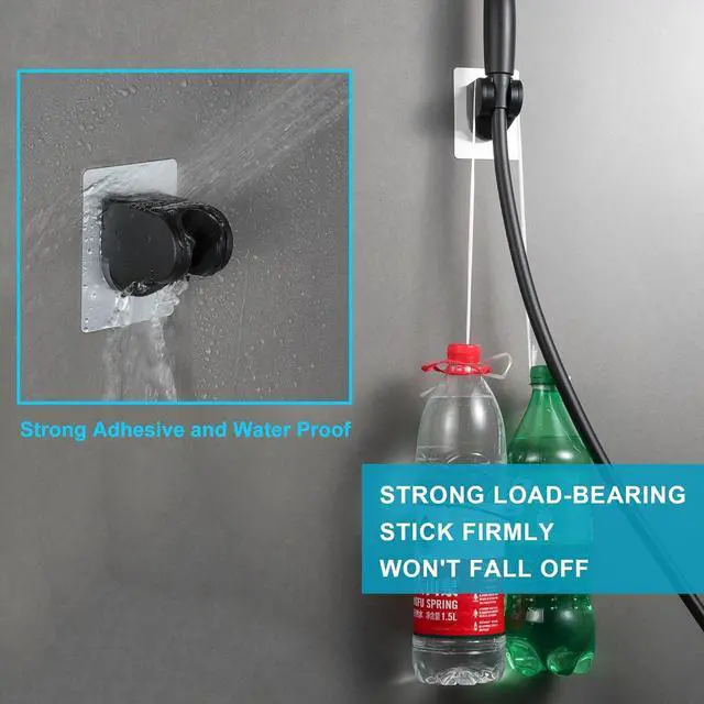 Alt view image 7 of 7 - High Pressure 8-mode Handheld Shower Head with On Off Switch and Long Hose & Bracket PLUS Extra Adhesive Holder for Lower Mount,Built-in Power Wash to Clean Tub,Tile & Pets,Black