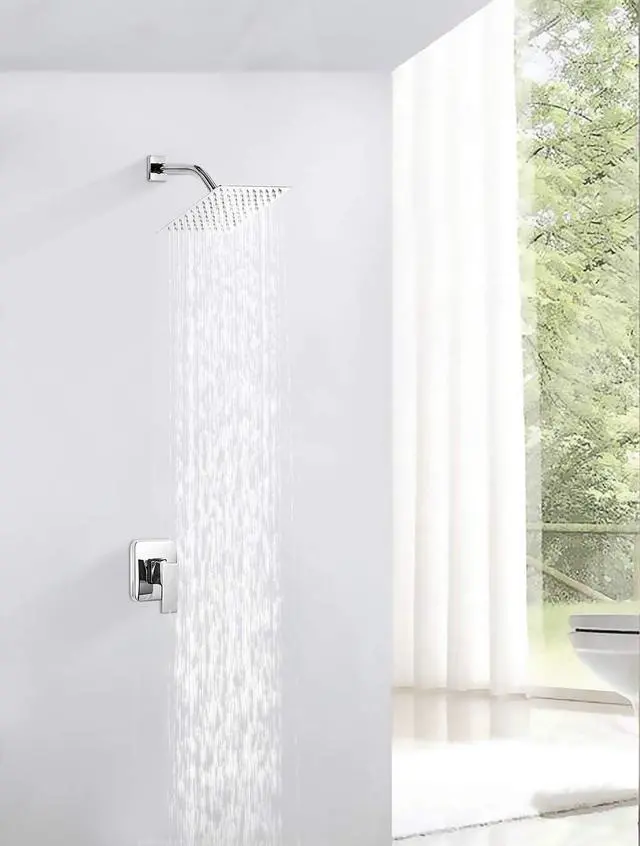 Alt view image 2 of 7 - GGStudy Square 8 Inch Square Stainless Steel Shower Head - Rain Style Shower Head Chrome