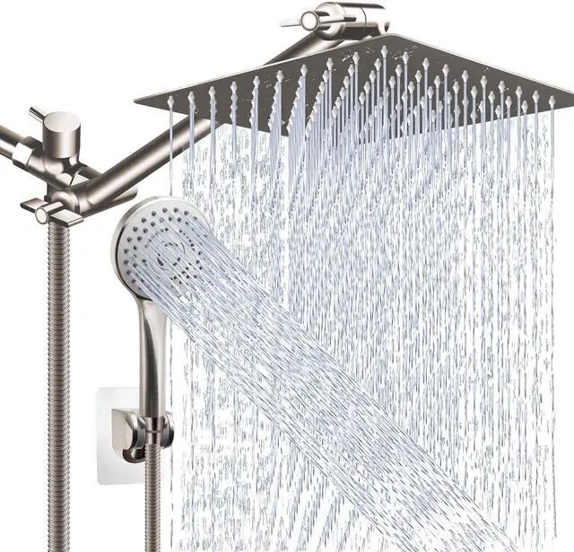 Main image of Shower Head Combo(Brushed Nickel),10'' High Pressure Rain Shower Head with 11'' Adjustable Extension Arm and 5 Settings Handheld,Powerful Shower Spray Against Low Pressure Water