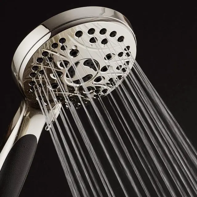 Alt view image 2 of 7 - High Pressure 6-setting Luxury Handheld Shower Head  6 Foot Stainless Steel Hose  Anti Clog Jets  Anti Slip Grip  All Brushed Nickel Finish  Top US Brand  Includes Extra Wall Bracket