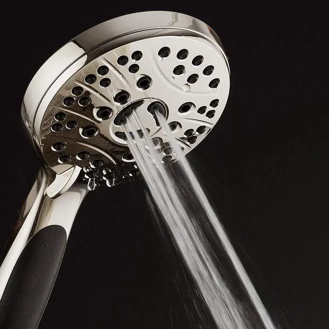Alt view image 3 of 7 - High Pressure 6-setting Luxury Handheld Shower Head  6 Foot Stainless Steel Hose  Anti Clog Jets  Anti Slip Grip  All Brushed Nickel Finish  Top US Brand  Includes Extra Wall Bracket