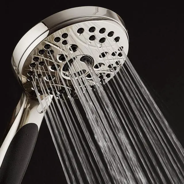 Alt view image 4 of 7 - High Pressure 6-setting Luxury Handheld Shower Head  6 Foot Stainless Steel Hose  Anti Clog Jets  Anti Slip Grip  All Brushed Nickel Finish  Top US Brand  Includes Extra Wall Bracket