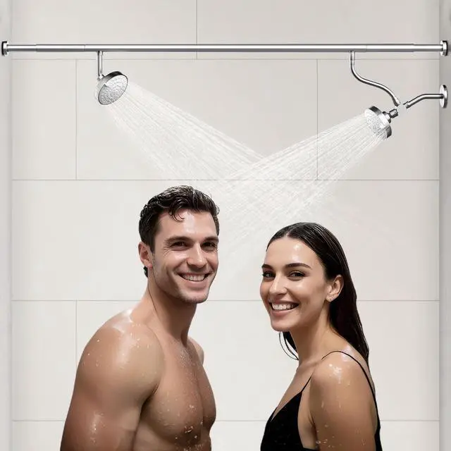 Main image of Dual Shower Head for Couples, High Pressure Double Shower Heads for Two People Rod, Two Showerhead System with 3 Spray Settings Fit 2 Person Bathroom, Birthday Gifts for Women Men (Chrome)