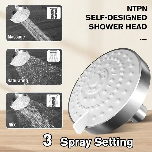 Alt view image 5 of 7 - Dual Shower Head for Couples, High Pressure Double Shower Heads for Two People Rod, Two Showerhead System with 3 Spray Settings Fit 2 Person Bathroom, Birthday Gifts for Women Men (Chrome)