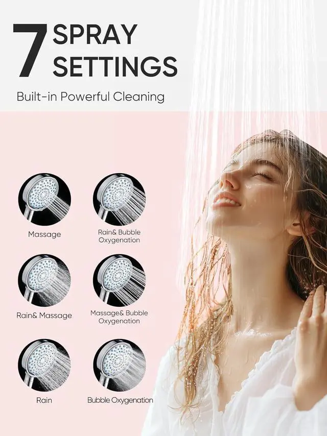 Alt view image 5 of 7 - Filtered Shower Head with Handheld, High Pressure 7 Spray Mode Showerhead with Filters, Water Softener Filters for Hard Water - Remove Chlorine - Reduces Dry Itchy Skin, Chrome