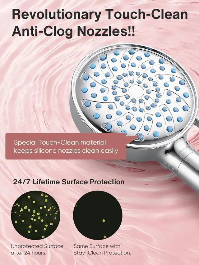 Alt view image 7 of 7 - Filtered Shower Head with Handheld, High Pressure 7 Spray Mode Showerhead with Filters, Water Softener Filters for Hard Water - Remove Chlorine - Reduces Dry Itchy Skin, Chrome