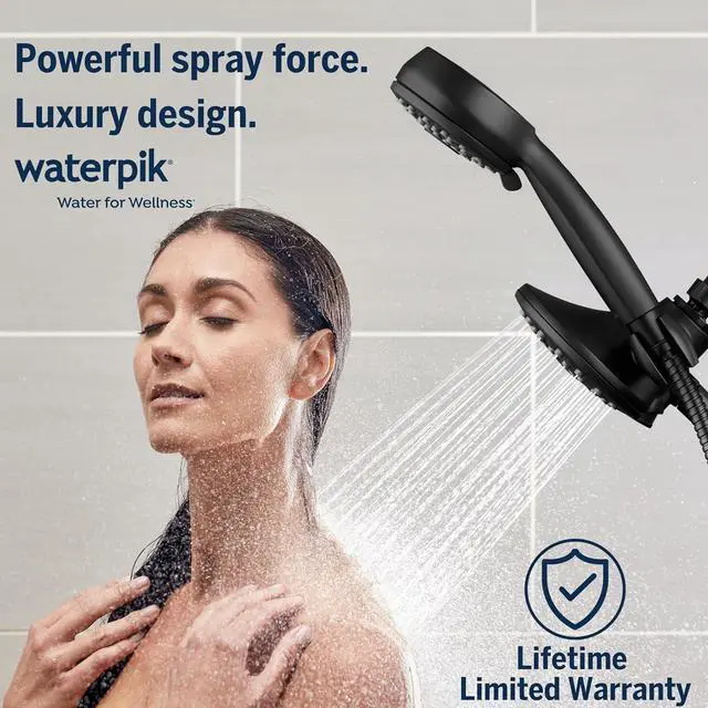 Alt view image 3 of 7 - Waterpik One-Touch Dual 2-in-1 Shower System With Rain Shower Head and 7-Mode Hand Held Shower Head, Matte Black XPB-135E-765ME