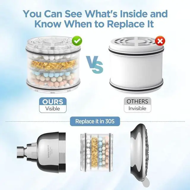 Alt view image 5 of 5 - Shower Head Filter Replacement Cartridge for MakeFit Filtered Shower Head - H5H117 (1-PACK)