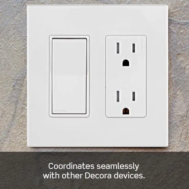 Alt view image 6 of 7 - Leviton Lever Edge 15 Amp Tamper-Resistant Duplex Wall Outlet, 10-Pack, E5325-MW, White