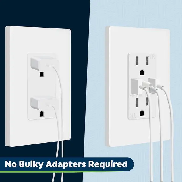 Alt view image 4 of 7 - TOPGREENER USB Outlet, 3-Port Type C 3.6A 18W Wall Outlet, 15 Amp Receptacle, Charging Power Outlet with USB Ports, Compatible with iPhone 16 Series & More, UL Listed, TU21536AC3-2PCS, White, 2 Pack
